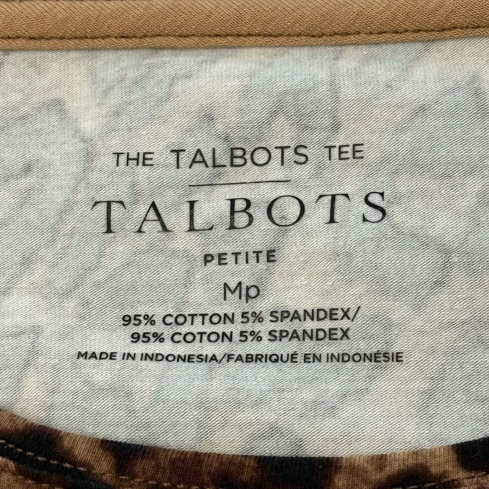 Talbots Crewneck Leopard Tee Spectacular Animal Print Long Sleeve Top MP NWOT - Picture 4 of 6
